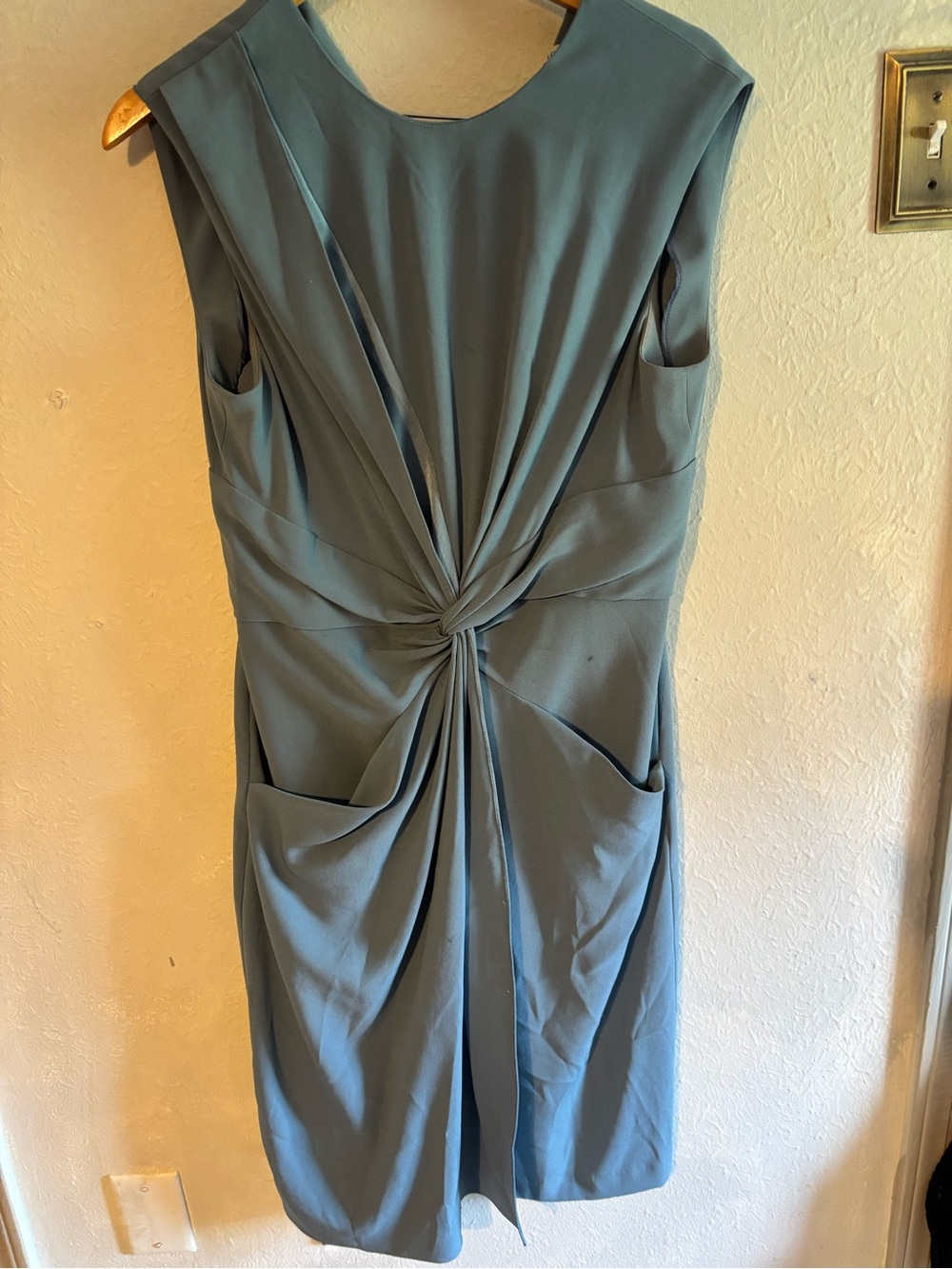 MM Lafleur Teal Twist-Detail Midi Dress